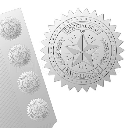 Round Silver Foil Embossed Picture Stickers DIY-WH0503-005-1