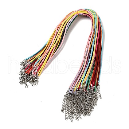 Flat Faux Suede Cord Necklace Making with Alloy Lobster Claw Clasps and Iron End Chains NJEW-Q031-02A-1