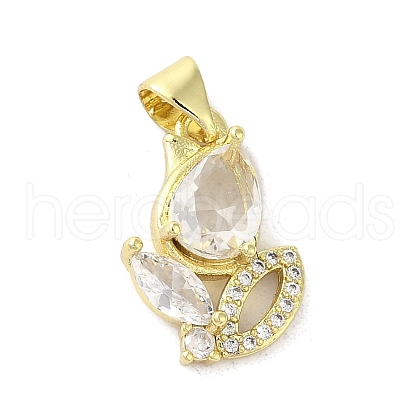 Rack Plating Brass Micro Pave Cubic Zirconia Pendants KK-C052-02B-G-1