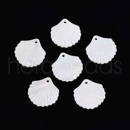 Natural Freshwater Shell Carved Pendants SSHEL-N040-02-1