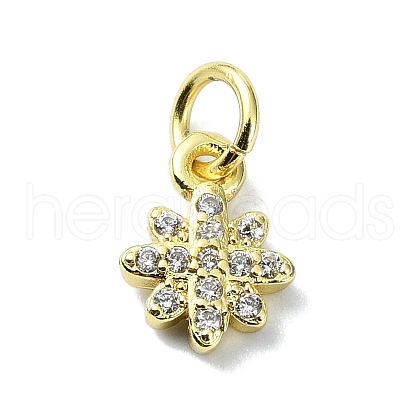 Brass Micro Pave Clear Cubic Zirconia Charms KK-H475-59G-07-1