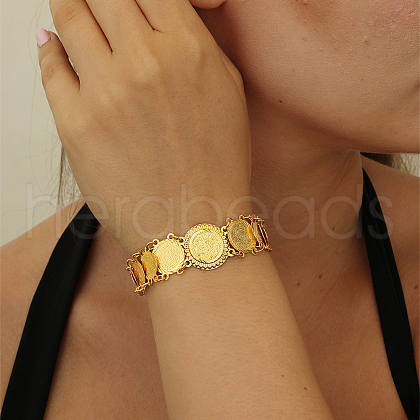 Elegant Brass Coin Ladies Link Chain Bracelets for Women PG3395-1