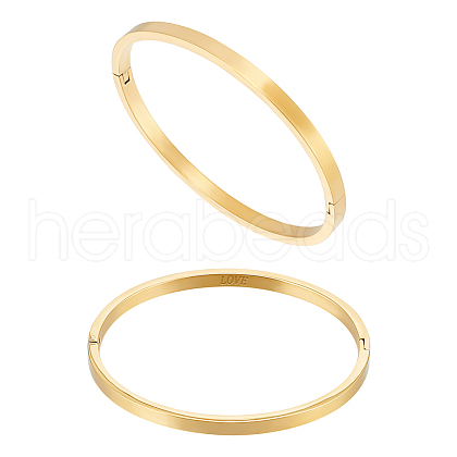 Unicraftale 2Pcs 304 Stainless Steel Plain Bangles BJEW-UN0001-49-1