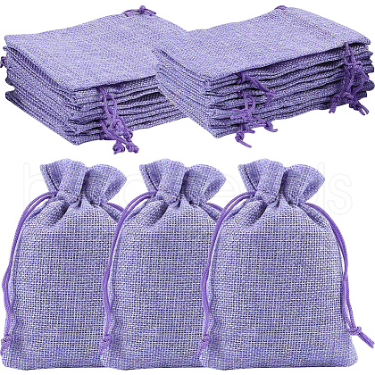 Beebeecraft Polyester Imitation Burlap Packing Pouches Drawstring Bags ABAG-BBC0001-02B-03-1