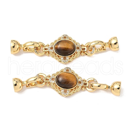 Brass Micro Pave Clear Cubic Zirconia Fold Over Clasps KK-U059-41G-01-1
