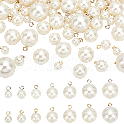   112Pcs 14 Style ABS Plastic Imitation Pearl Pendants KY-PH0001-85-1