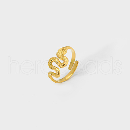 Luxury Snake Stainless Steel Open Cuff Rings OI8579-1