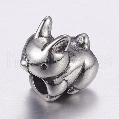 304 Stainless Steel Puppy European Beads STAS-P173-030AS-1