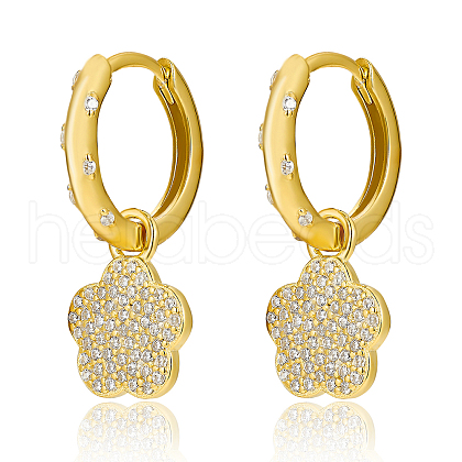 925 Sterling Silver Flower Earrings with Cubic Zirconia ZT2390-1-1