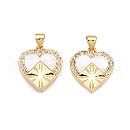 Brass Micro Pave Clear Cubic Zirconia Pendants KK-N254-203G-1