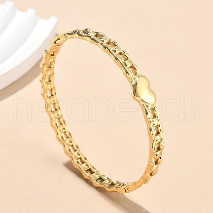 304 Stainless Steel Hinged Bangles for Women AJEW-P127-27G-1