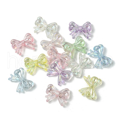 UV Plating Iridescent Transparent Acrylic Beads OACR-O006-07C-1