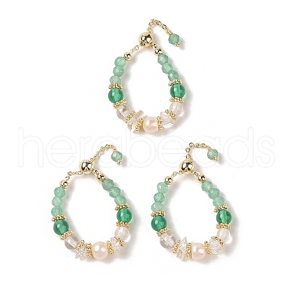 Natural Green Agate Adjustable Rings RJEW-C090-01G-1