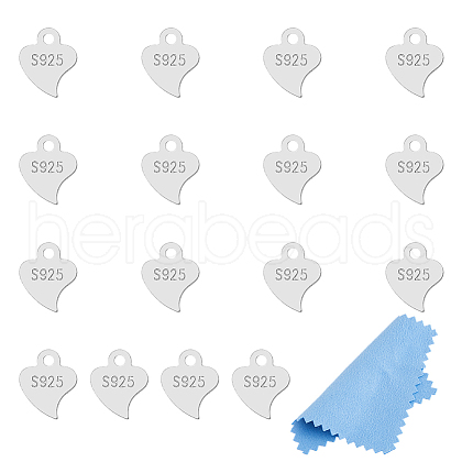 FIBLOOM 16Pcs 925 Sterling Silver Heart Chain Extender Drop STER-FI0001-04-1