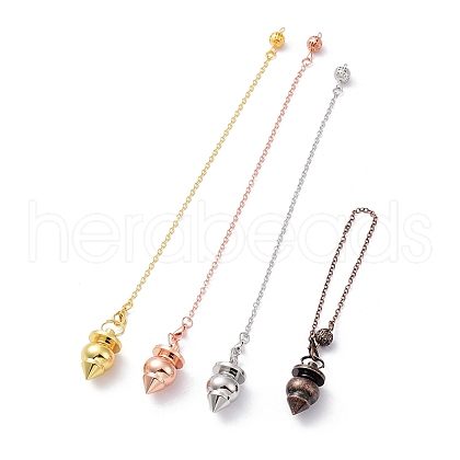 Rack Plating Brass Pointed Dowsing Pendulum Pendants KK-K335-01-1
