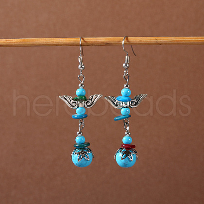 Bohemian tassel turquoise earrings JU8957-24-1