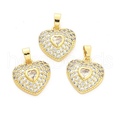 Heart Brass Micro Pave Cubic Zirconia Pendants KK-M325-16A-G-1