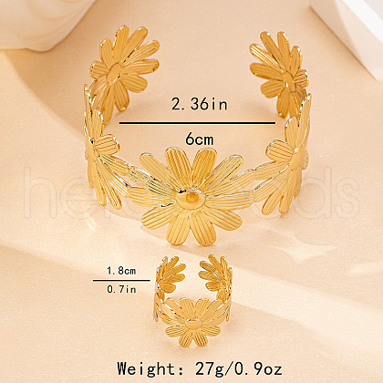 Flower Alloy Cuff Bangles & Cuff Rings Sets FS-WGBD273-01-1