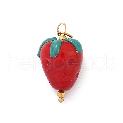 304 Stainless Steel with Handmade Lampwork Pendants STAS-S179-01G-A-1
