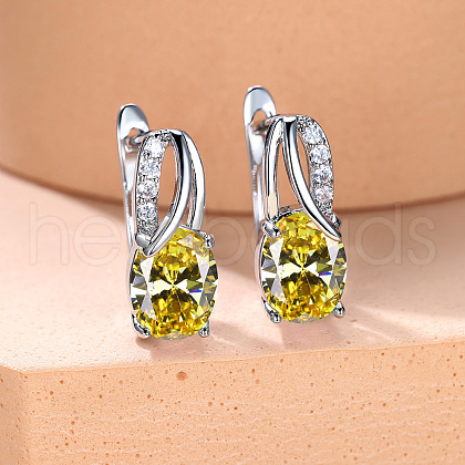 Brass Cubic Zirconia Stud Earrings WG92DFF-12-1