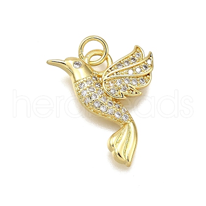 Rack Plating Brass Micro Pave Cubic Zirconia Pendants KK-D343-11G-1