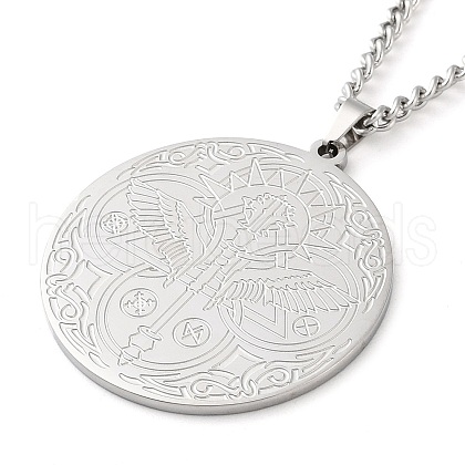 Non-Tarnish 304 Stainlessa Steel Curb Chain Pendant Necklaces NJEW-H034-05P-1