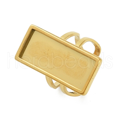 304 Stainless Steel Cuff Ring Components STAS-U059-02G-1