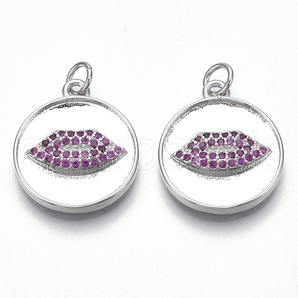 Brass Micro Pave Cubic Zirconia Pendants KK-S356-019P-NF-1