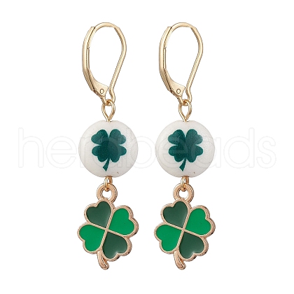 Synthetic White Jade Leverback Earrings EJEW-JE06307-1