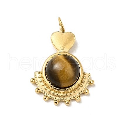 Heart Natural Tiger Eye Pendants G-H276-01A-1