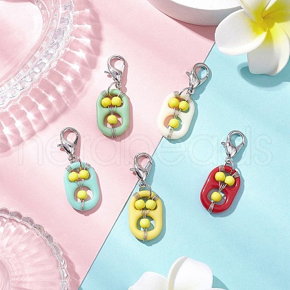 Acrylic & Synthetic Turquoise Pendant Decorations HJEW-JM03048-01-1