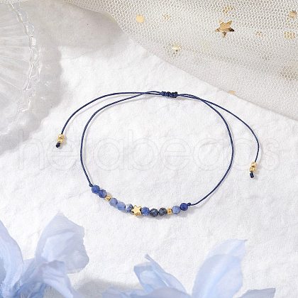 Natural Round Sodalite Beads Braided Bead Bracelets for Women BJEW-JB11655-12-1