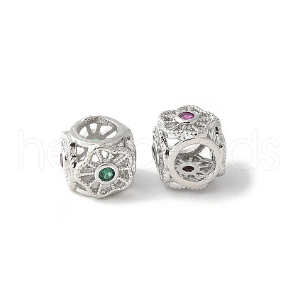 Brass Micro Pave Cubic Zirconia European Bead KK-U067-01P-1