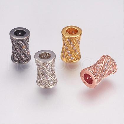 Brass Micro Pave Cubic Zirconia Beads ZIRC-G087-19-1