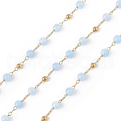 Dyed Natural Jade Round Beaded Chain CHS-C006-01G-1
