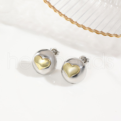 Brass Two Tone Stud Earrings EJEW-S262-10GP-B-1