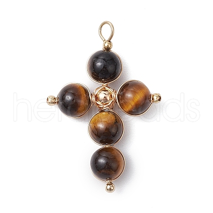 Natural Tiger Eye Pendants PALLOY-JF02886-02-1
