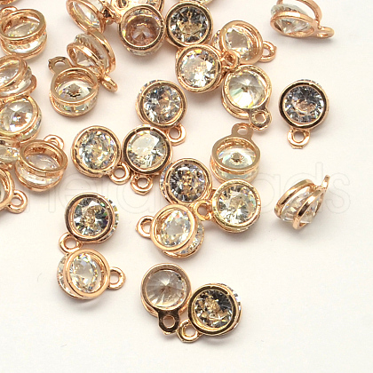Flat Round Alloy Charms X-ZIRC-R007-054A-03-1