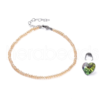 Electroplate Glass Beads Anklets AJEW-AN00279-05-1