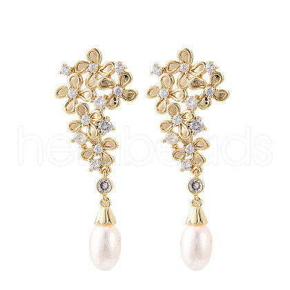 Mother's Day Jewellery Brass Micro Pave Clear Cubic Zirconia Stud Earrings EJEW-N056-02G-1
