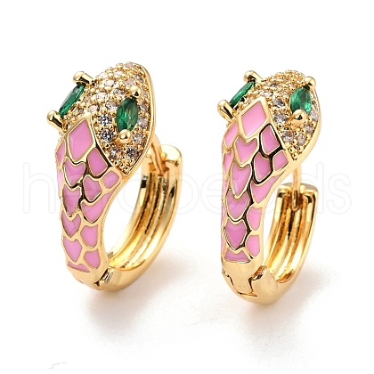 Bling Cubic Zirconia Snake Hoop Earrings EJEW-C009-01G-1