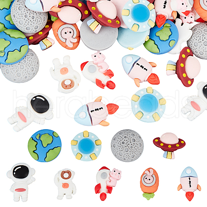 Olycraft 72Pcs 9 Styles 3D Astronaut Theme Resin Cabochons RESI-OC0001-67-1