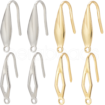 SUNNYCLUE 80Pcs 4 Styles 304 & 316 Stainless Steel Earring Hooks STAS-SC0009-21-1