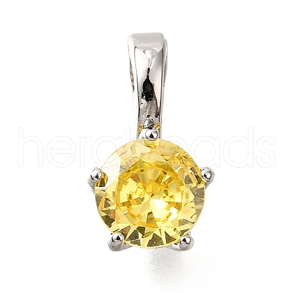 Brass Micro Pave Cubic Zirconia Charms KK-D356-05B-P-1