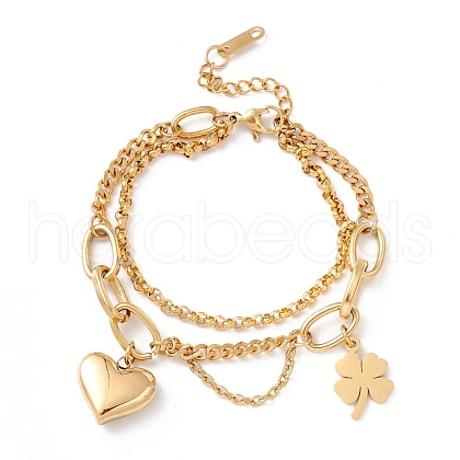 PVD Vacuum Plating 304 Stainless Steel Chain Multi-strand Bracelet STAS-P304-23G-1