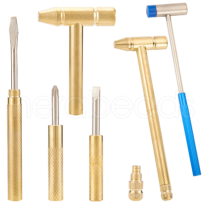 Olycraft 1Pc Iron Hammer Set with 1Pc Mini Stainless Steel Hammers AJEW-OC0005-37-1