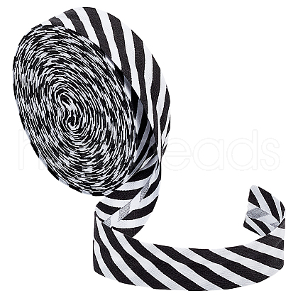 Polyester Twill Striped Piping Ribbon FIND-WH0424-03A-1