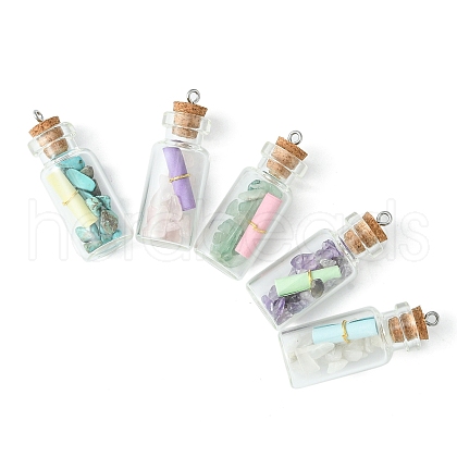 Wishing Bottle Glass Bottle Pendants PALLOY-JF02127-1