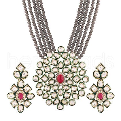 Bohemian Style Multi-Layer Alloy Imitation Agate and Glass Jewelry Set FS-WGE22E9-07-1