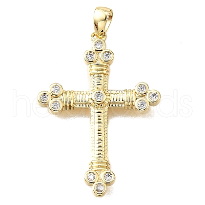 Brass Micro Pave Clear Cubic Zirconia Pendants KK-V011-63G-1
